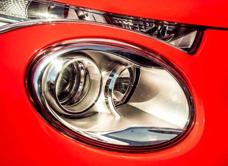 Close up of a car front lightの写真素材