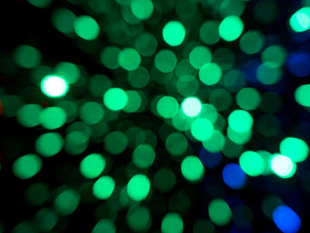 Abstract picture of green and blue random lights bokeh
