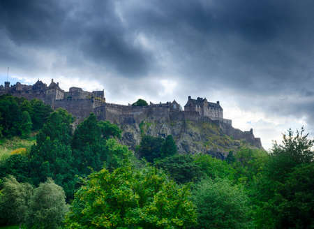 Royal Castle on a rocky hill in Edinburgh, Scotland, UK