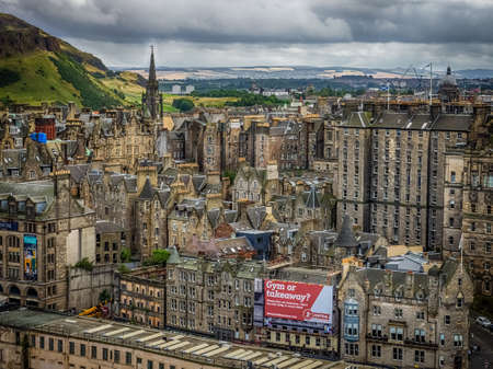 Edinburgh, Scotland -  31 August 2016 :  View of the centre of Edinburgh as seen from the Walter Scott monumentのeditorial素材