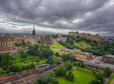 Panoramic view of the roof of the Edinburgh Castle, Scotland, Great Britainのeditorial素材