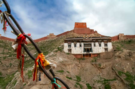 View of the monastery building in the walled Gyantse town in the Tibet Autonomous Region of Chinaの写真素材