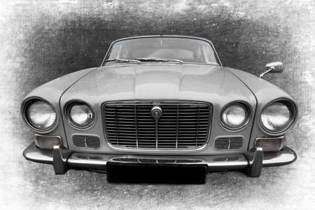 Hastings, England - December 30, 2016: Monochrome picture of an old retro carのeditorial素材