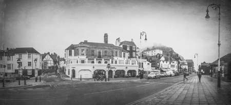 Hastings, England - December 30, 2016: Panoramic view of the street in the old town of Hastings, East Sussex, England, UKのeditorial素材