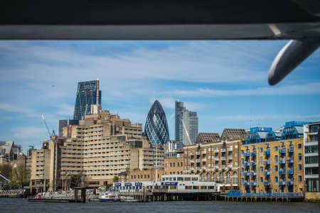 London, England -  25 March 2017 : Residential and commercial buildings as seen from the river Thames, London, UKのeditorial素材