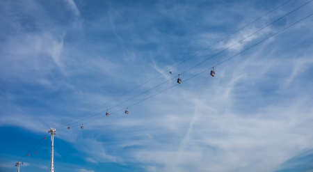 London, England -  25 March 2017 : The Emirates Air Line across river Thames in London, UKのeditorial素材