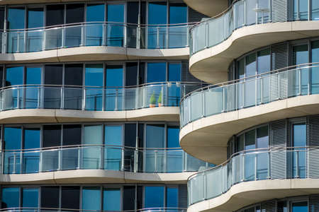 London, England -  25 March 2017 : Balconies of the modern riverside apartments in London, UKのeditorial素材