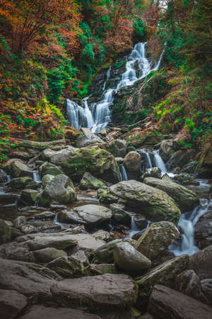 Beautiful Torc waterfall photographed in autumn in Killarney National Park, Ireland