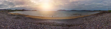 Waterville, Ireland -  April 2017 : Panoramic view of the Ballingskelligs Bay Beach, Waterville, County Kerry, Irelandのeditorial素材