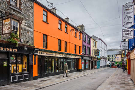 Limerick, Ireland -  April 2017 : Pubs, bars and restaurants in a town in Irelandのeditorial素材