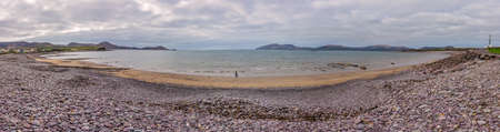 Waterville, Ireland -  April 2017 : Panoramic view of the Ballingskelligs Bay Beach, Waterville, County Kerry, Irelandのeditorial素材