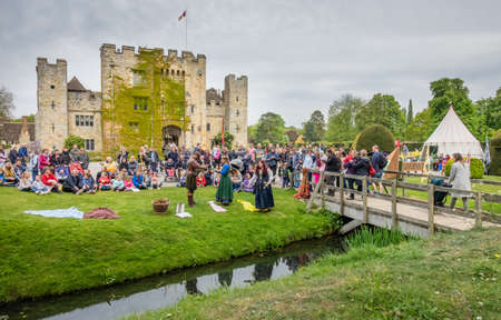 Hever Castle, England -  April 2017 : The crowning of the May Queen at the May Day festival at the Hever Castle, childhood home of Anne Boylen, Kent, England, UKのeditorial素材