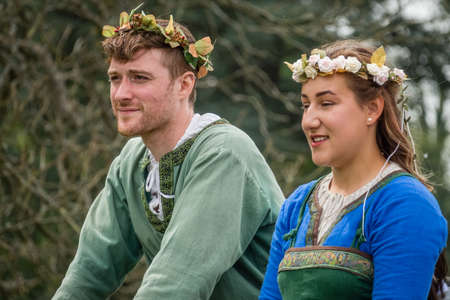 Hever Castle, England -  April 2017 : Portrait of the performers at the May Day festival that took place at the Hever Castle, Kent, England, UKのeditorial素材