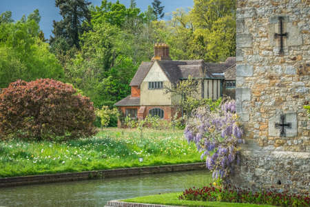 Hever Castle, England - April 2017 : Old cottage in the Hever Castle gardens, Kent, Englandのeditorial素材