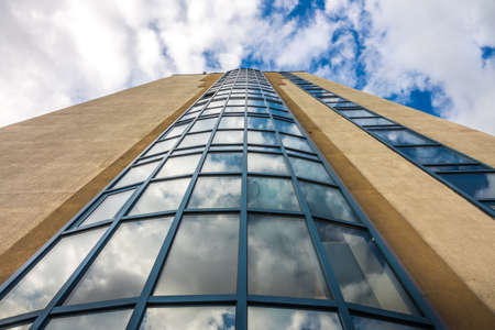 Bydgoszcz, Poland -  August 2017 : View of the tall office of a Bank Pocztowy on Jagiellonska streetのeditorial素材