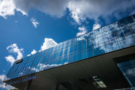 Bydgoszcz, Poland -  August 2017 : Facade of the newly refurbrished Bydgoszcz Glowna train station buildingのeditorial素材