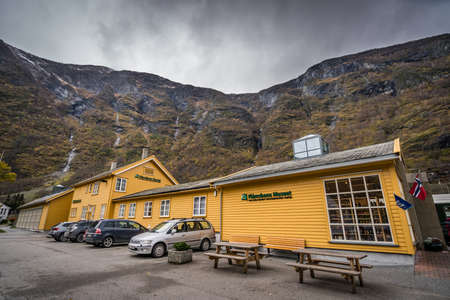 Flam, Norway -  October 2017 :  Small Flamsbana railway museum in the Flam townのeditorial素材