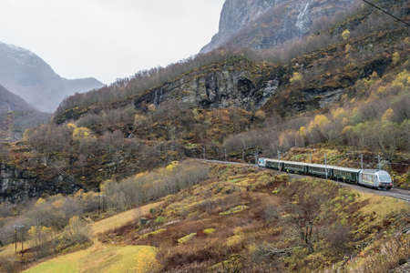 Bergen, Norway -  October 2017 :  Flamsbana, the famous scenic train line in Norway going from Myrdal to Flamのeditorial素材