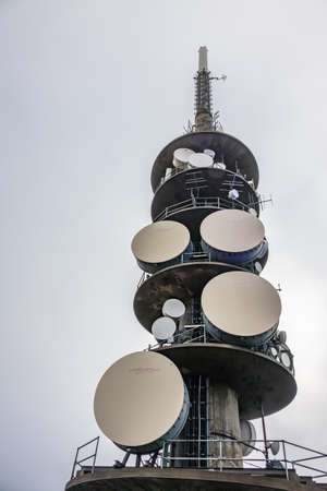 Bergen, Norway -  October 2017 :  Large telecommunication mast on the summit of mount Ulriken moutain in Bergen, Norwayのeditorial素材