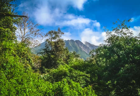 Majestic Gunung Sibayak volcano in Sumatra in Indonesiaの写真素材