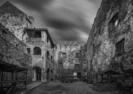 Interior courtyard in the ruins of the medieval Bolkow Castle in Lower Silesia, Polandの写真素材