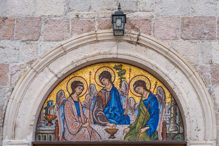 Religious mosaic on the wall of a Old Town in Dubrovnik, Croatiaのeditorial素材