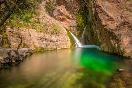 A small picturesque pond in a wild forest in a mountains above Budva, Krapina village, Montenegroの写真素材