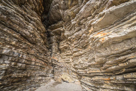 Pancacke like rock formations on the coast near Budva, Montenegro