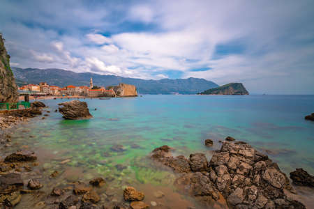 Beautiful Adriatic sea coast around Budva town in Montenegro in summerの写真素材