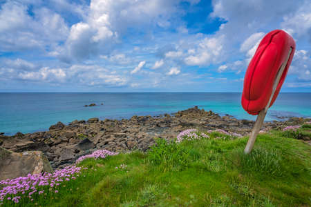 View of the stunningly beautiful coast in St. Ives, Cornwall, England, UKの写真素材