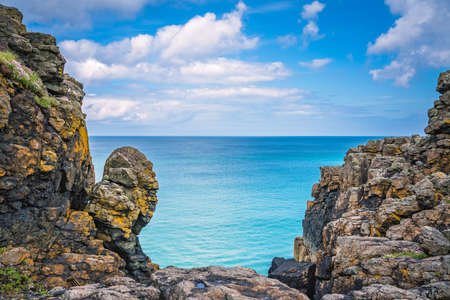 Large rock formations on the Cornish coast, St. Ives, Cornwall, England