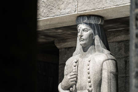 Sculpture outside of the Mausoleum of Petar Petrovic Njegos, Lovcen National Park, Montenegroのeditorial素材