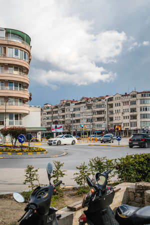 Ohrid, Macedonia -  April 2019 : Cars  on a roundabout in the centre of Ohrid townのeditorial素材