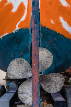 Four blades fisherman boat propeller in port, Zante, Greeceの写真素材