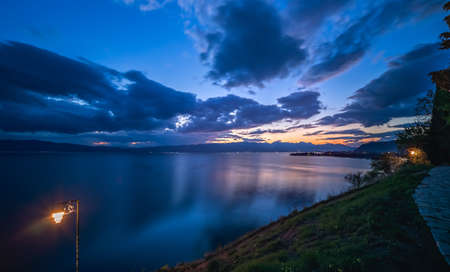Sunset over Lake Ohrid in Northern Macedonia