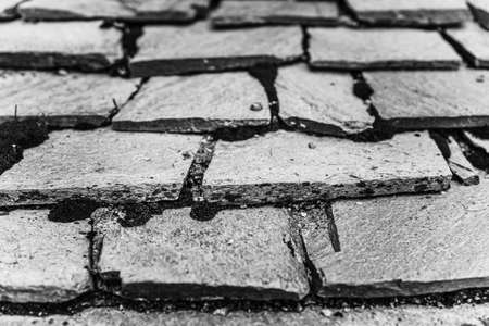 Pattern of rectangular stony pathway slabs on the streetの写真素材