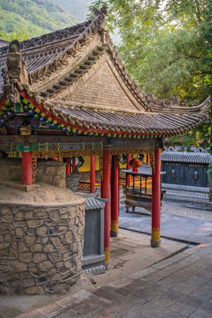 Huashan, China -  August 2019 : The altar of the Buddhist temple at the foot of Huashan mountain, Xian, Shaanxi Provinceのeditorial素材