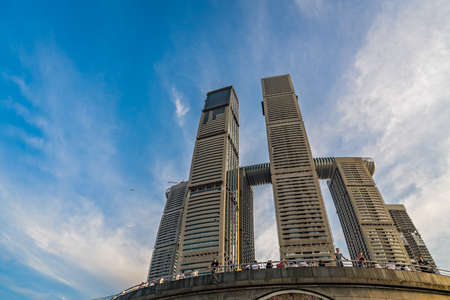 Chongqing, China - August 2019 : Modern commercial and business building, Raffles City Chongqing building, called also The Crystal, designed by Israeli-Canadian architect Moshe Safdieのeditorial素材
