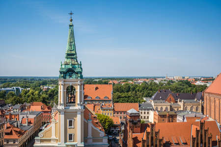 Torun, Poland - August 2020 : Panoramic view of The Church of the Holy Spirit surrounded by...