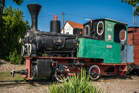 Wenecja, Poland - August 2020 : Old locomotive in narrow gauge train museumのeditorial素材