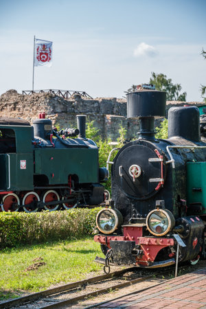 Wenecja, Poland - August 2020 : Old locomotive in narrow gauge train museumのeditorial素材