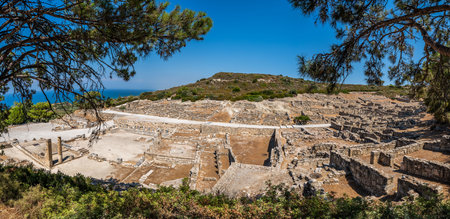 Panorama of the Archaeological site of Ruins of Ancient Kamiros, Rhodos Island, Greeceの写真素材