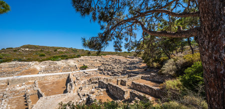 Panorama of the Archaeological site of Ruins of Ancient Kamiros, Rhodos Island, Greeceの写真素材