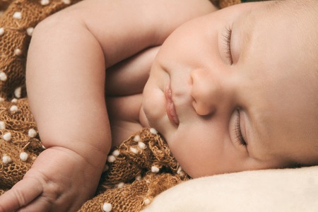 the portrait of newborn baby close up
