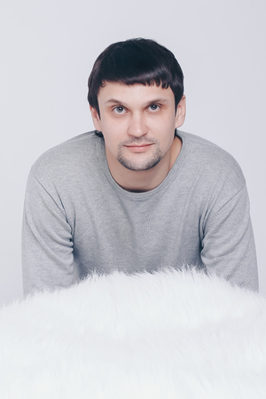 portrait: Face of handsome man on a white backgroundの写真素材