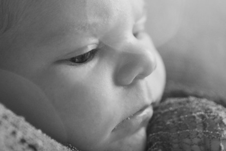 portrait of a little girl: baby's face close-upの写真素材