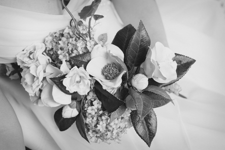 the bride holds a beautiful wedding bouquetの写真素材