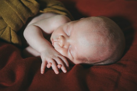 portrait of a little boy: baby's face close-upの写真素材