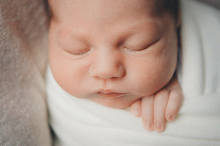 portrait of a little girl: baby's face close-upの写真素材