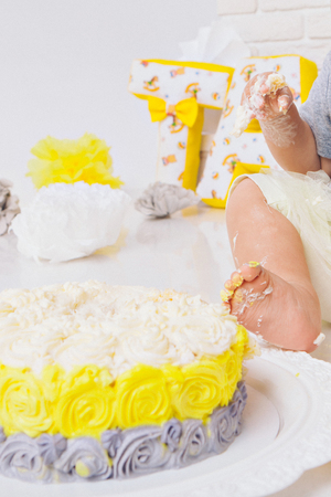 leg of baby food on white background.の写真素材